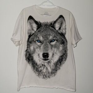 DOM Wolf Big Print Short Sleeve T-Shirt Men's Size Large White